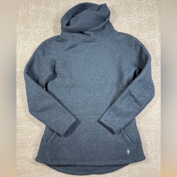 Smartwool Womens Hudson Trail Fleece Twilight Blue Wool Blend Cowl Neck Sz XS - Picture 1 of 6